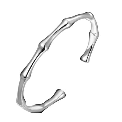New Romantic Bracelet & Bangles for Women 925 Silver Hot Bamboo Joint Opening Cuff Bracelet Fashion Women Bangles Jewelry - Shello's Creative Boutique