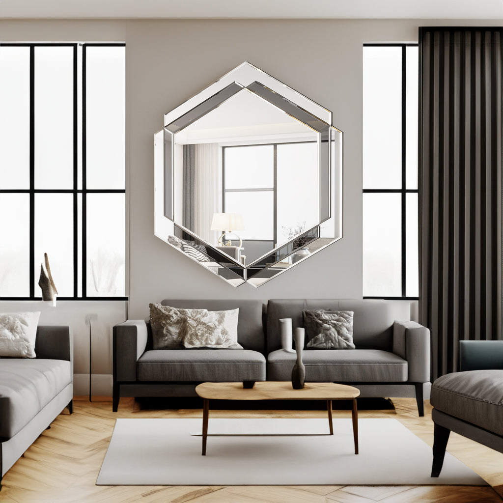28 x 31.5 inches Wall-Mounted Silver Decorative Round Wall Mirror for Home, Living Room, Bedroom, Entryway eprolo