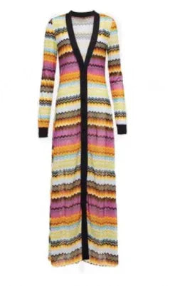 Micosoni High Quality Italianate Colorful Pants Set Stripe Knitted Lantern Sleeve Women's PINK Two Piece Suits - Shello's Creative Boutique