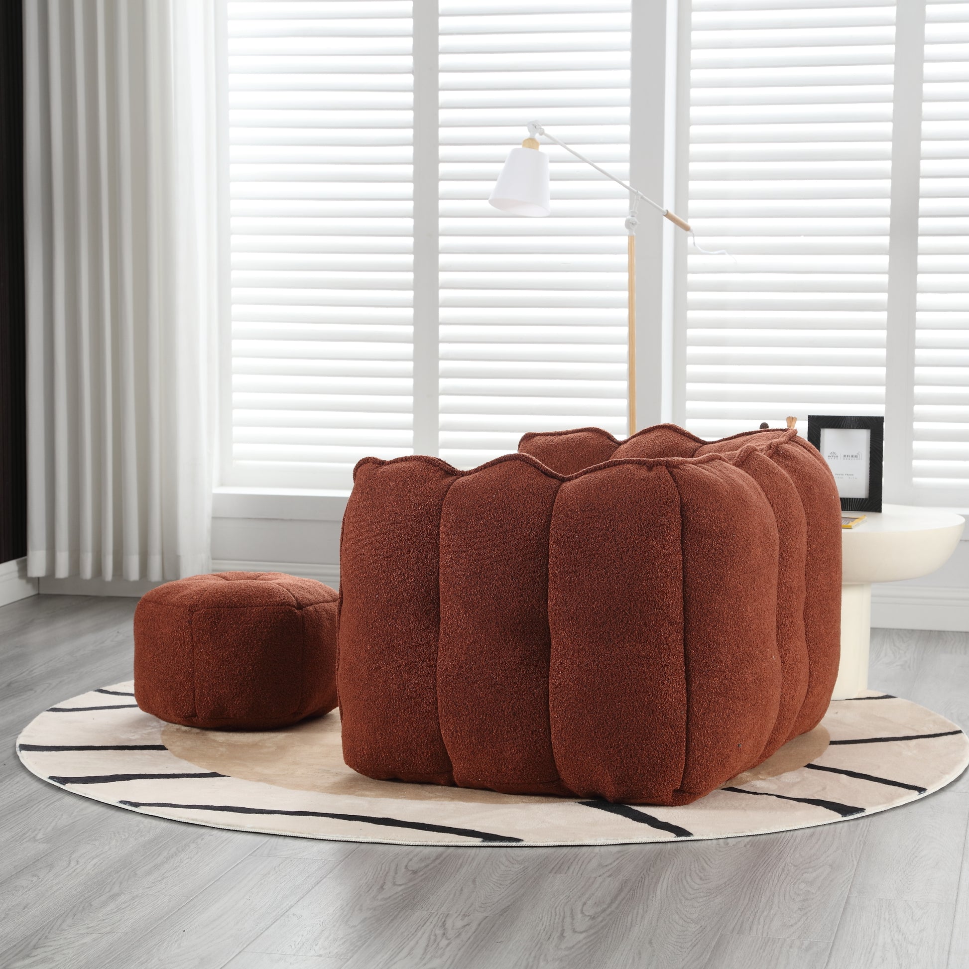 Soft Bean Bag Chair with High Resilient Foam(Chips)for living room and bedroom Comfortable Square Lazy Sofa with  Footstool eprolo