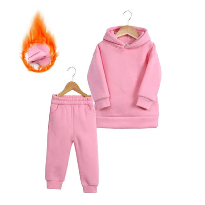 Thickened Autumn And Winter Clothing Children's Sports Suit Casual Pullover Hooded Sweater Trousers Two-Piece Set - Shello's Creative Boutique