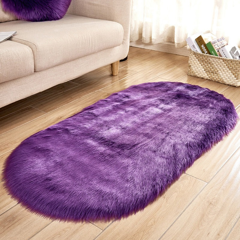 Imitation Wool Carpet, Oval Plush Carpet, Tea Table, Living Room, Bedroom, Bedside Blanket, Window Mat eprolo