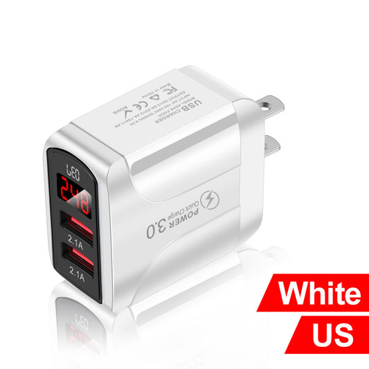 2USB smartphone charger with display, 2-port smart travel charging head that meets American, European, and British standards eprolo