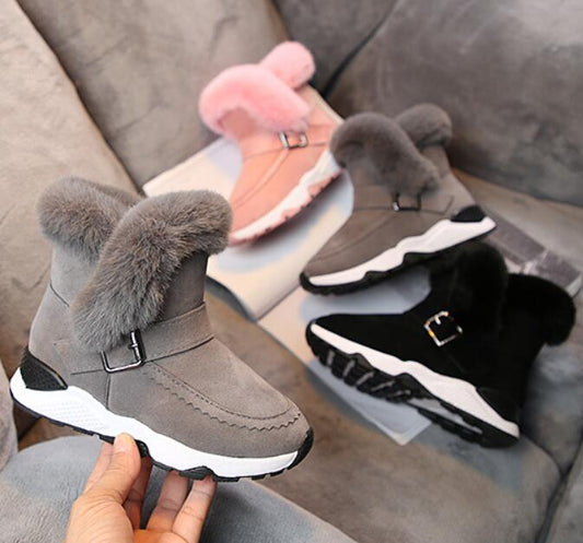 Children Boots Shoes New Winter Plush Warm Martin Boys Shoes Fashion Leather Soft Fleece Antislip Girls Boots eprolo