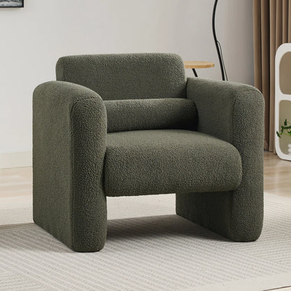 Modern style chair with Sheepskin Sherpa fabric soft cushion, armchair, soft with backrest and pillow - Shello's Creative Boutique