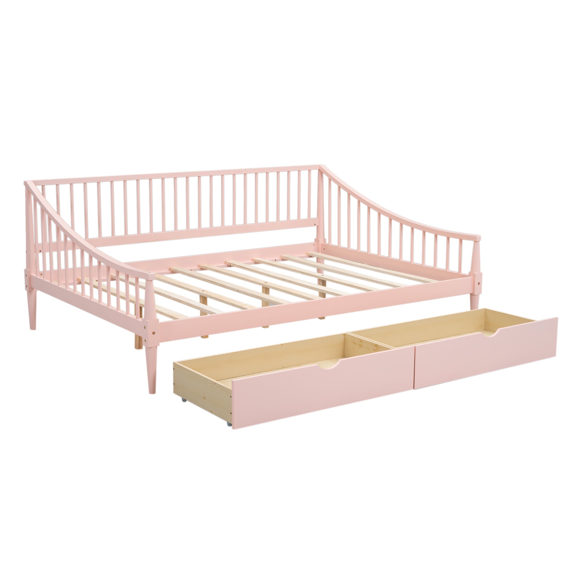 Full Size Daybed with Two Storage Drawers and Support Legs Pink Shello Creative Boutique