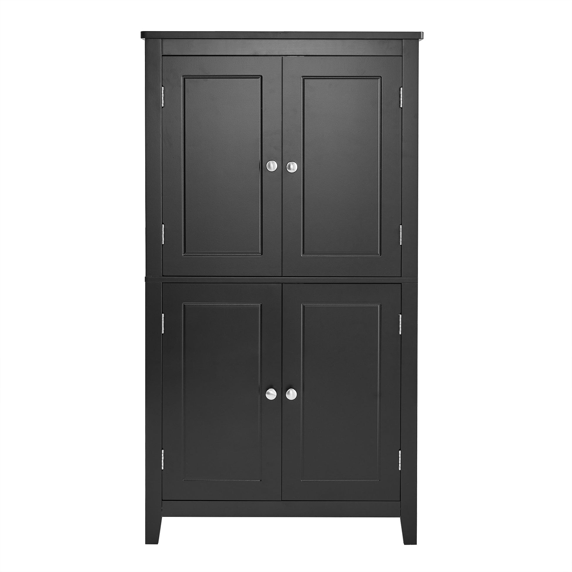 Bathroom floor storage cabinet, bathroom storage cabinet, 4-door independent cabinet, adjustable shelf, adaptive shelf, black eprolo