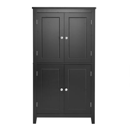 Bathroom floor storage cabinet, bathroom storage cabinet, 4-door independent cabinet, adjustable shelf, adaptive shelf, black eprolo