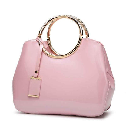 One-Shoulder Patent Leather Handbag for Weddings - Shiny Crossbody Design - Shello's Creative Boutique