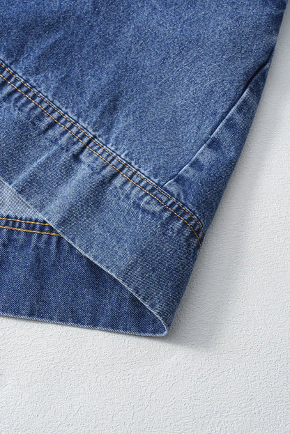 Denim Mini Dress - Women's Short Sleeve Collared Shirt Dress - Shello's Creative Boutique