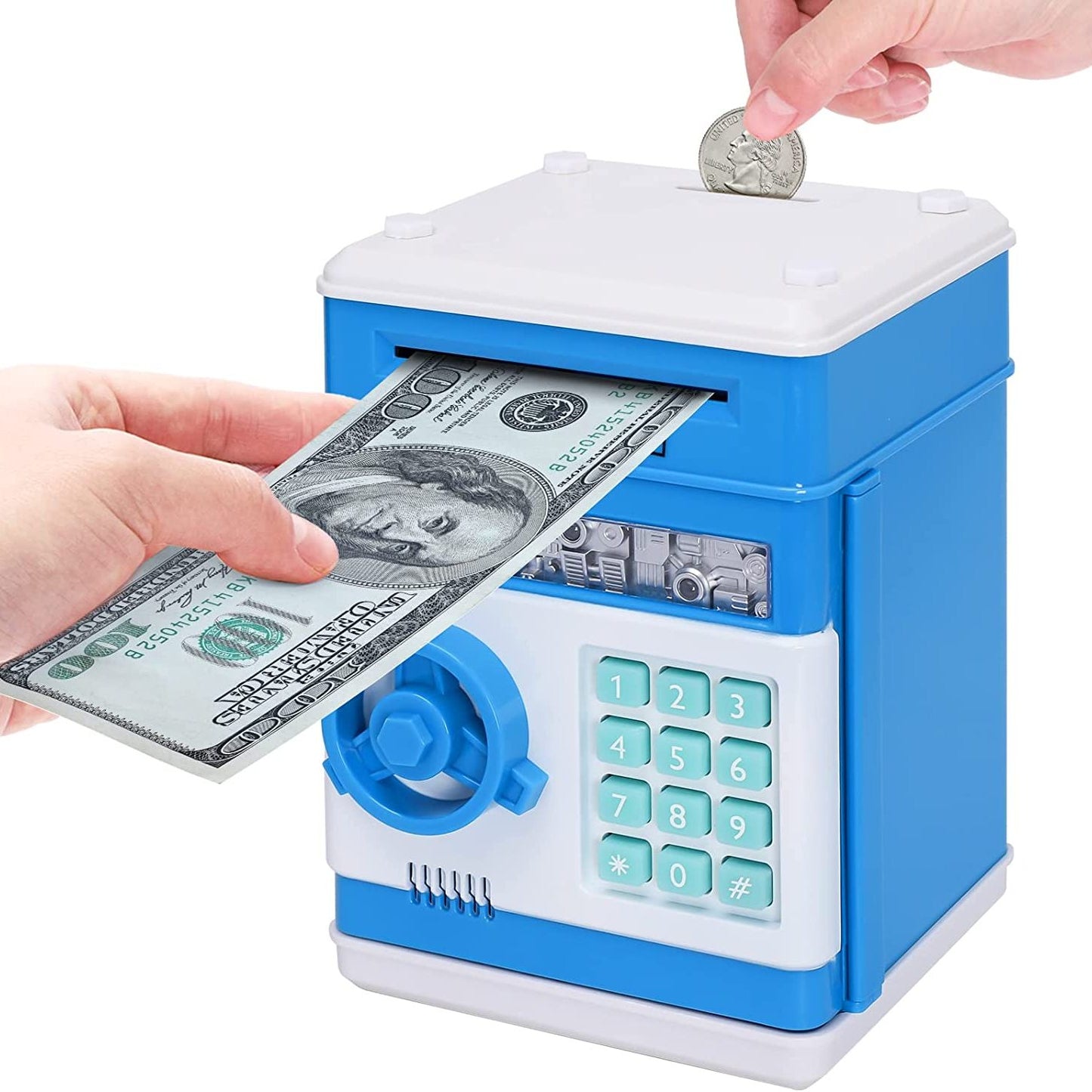 Kids ATM Piggy Bank with Password - Electronic Money Box with Auto Coin Slot