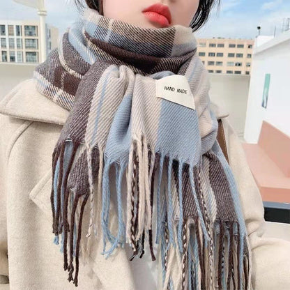 Scarf Female Autumn And Winter With a Hundred Plaid Thickened Student Couple Scarf Male Imitation Cashmere Warm Scarf eprolo