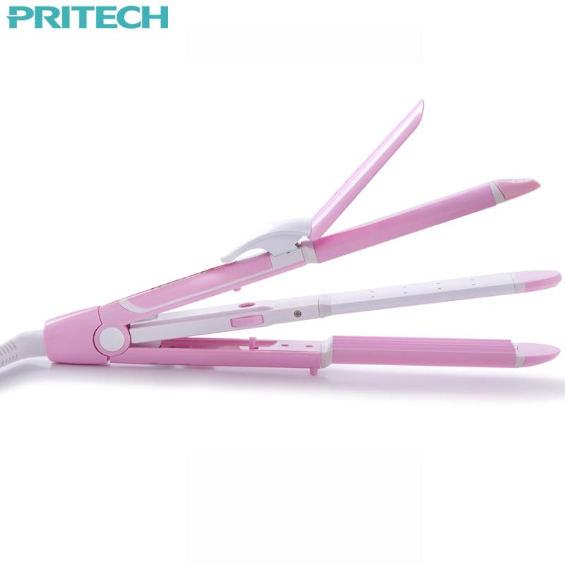 Pritech New Electric 3 In 1 Hair Straightener Curling Irons For Wet&Dry Professional Hair Curler Styling eprolo