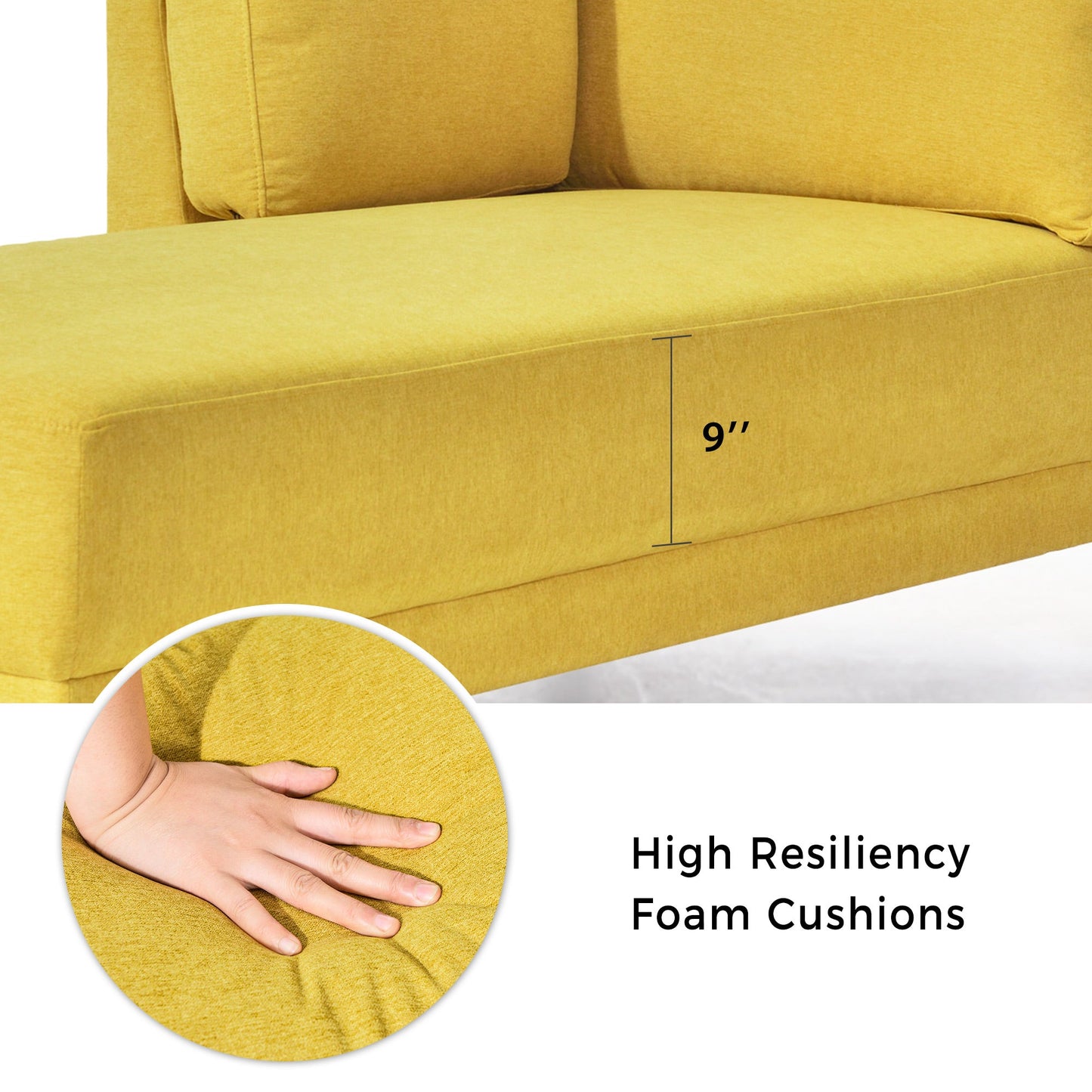 65" Mid-Century Modern Fabric Corner Lounge Chair Upholstered Indoor Chaise Lounge for Bedroom eprolo