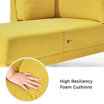 65" Mid-Century Modern Fabric Corner Lounge Chair Upholstered Indoor Chaise Lounge for Bedroom eprolo