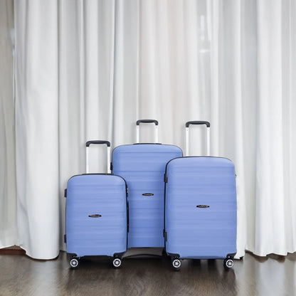 Hardshell Suitcase Spinner Wheels PP Luggage Sets Lightweight Durable Suitcase ,3-Piece Set (20/24/28) ,Purplish Blue - Shello's Creative Boutique