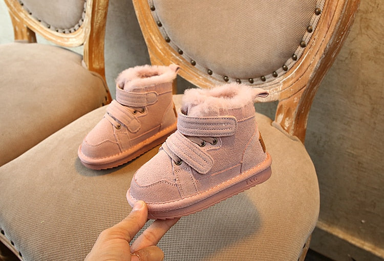 Winter Girls'Snow Boots 2020 New Warm Skid-proof Boys' Cotton Shoes 1-15 Years Old Children's School genuine leather suede Boots eprolo