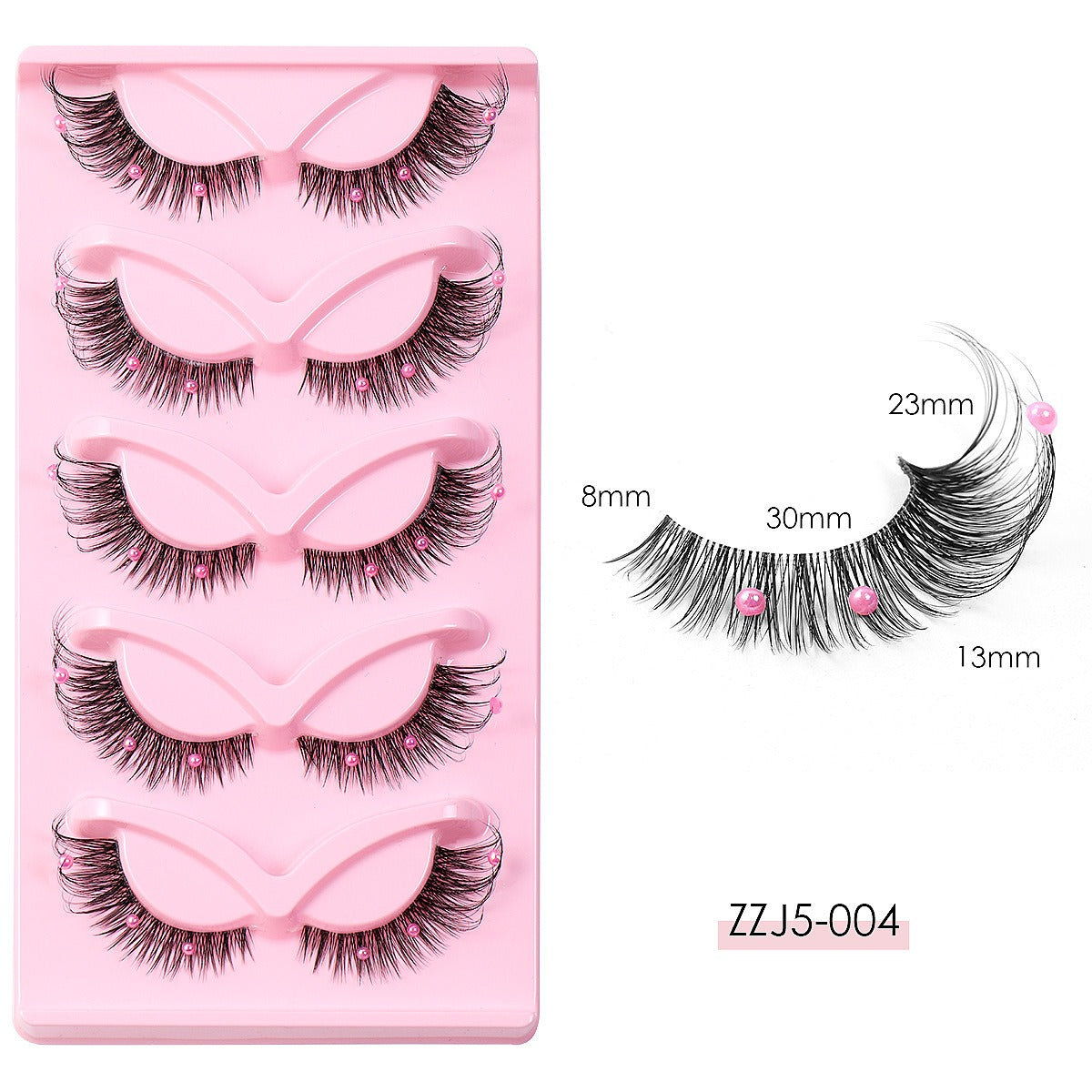 Clear Band Corner Foxy Winged Cat Eye 3D Strip Lashes Silk Party Full False Eyelash Vegan Faux Mink Eyelash With Diamond Pearl Shello Creative Boutique