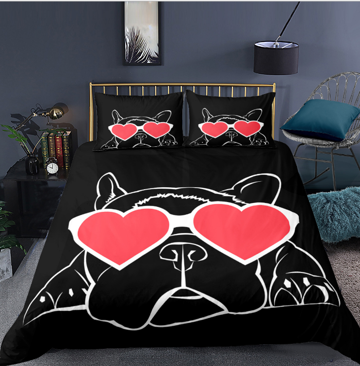 3D animal dog three piece bedding sheet quilt cover pillow case home textile eprolo
