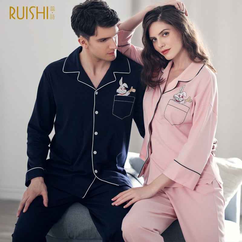 Matching Couple's Cotton Pajama Set - Comfortable Sleepwear for Men & Women