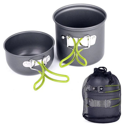 Portable Hard Aluminum Oxide Outdoor Cookware Set Convenient Three-Piece Combination Set Of Pots And Pans - Shello's Creative Boutique