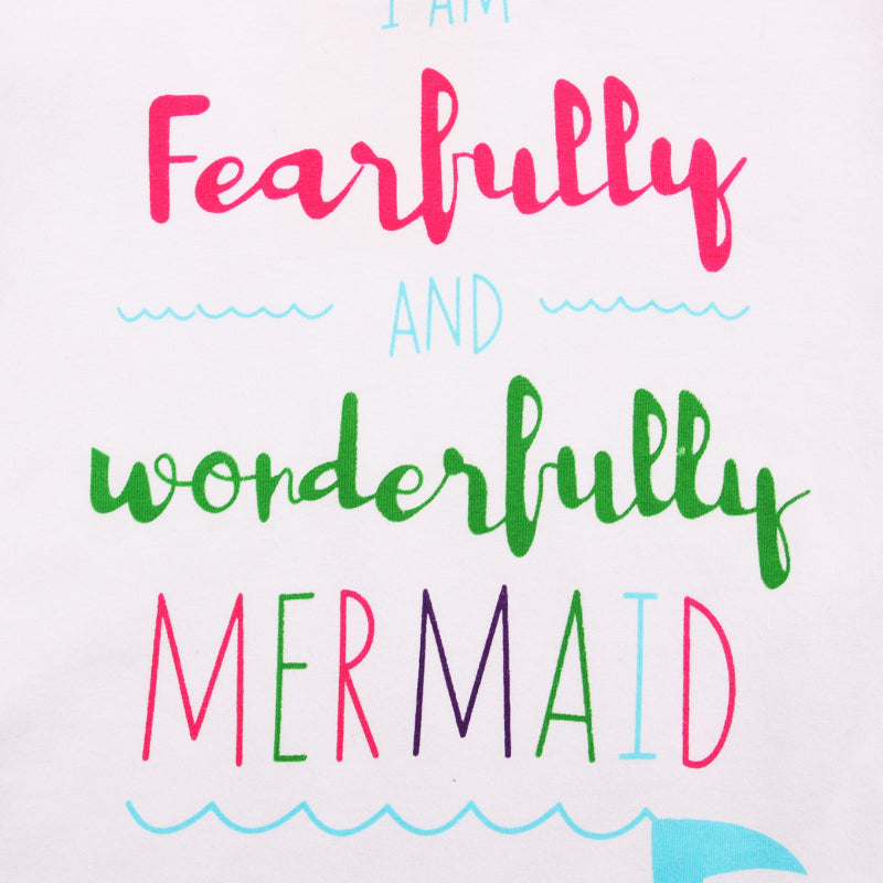 Beautiful and Cute Printed Mermaid Little Girls Pajamas Set Long Sleeves T-shirt with Pants Sleepwear eprolo