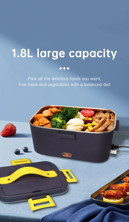 New portable household car 110 / 220V 12V/24V rechargeable automatic heated electric lunch box bento food heater container box - Shello's Creative Boutique