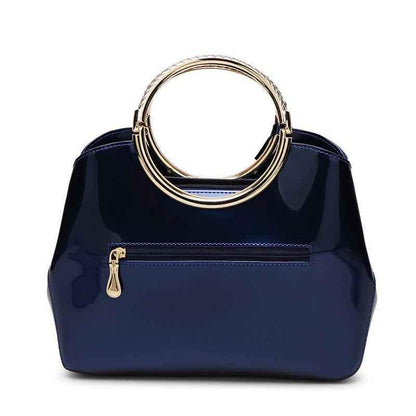 One-Shoulder Patent Leather Handbag for Weddings - Shiny Crossbody Design - Shello's Creative Boutique