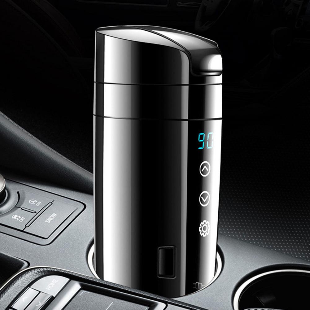 70W Real-time Temperature Vehicle Heating Cup 12V 24V Waterproof Stainless Steel Car Kettle Water Heater Car Mug Travel Kettle eprolo