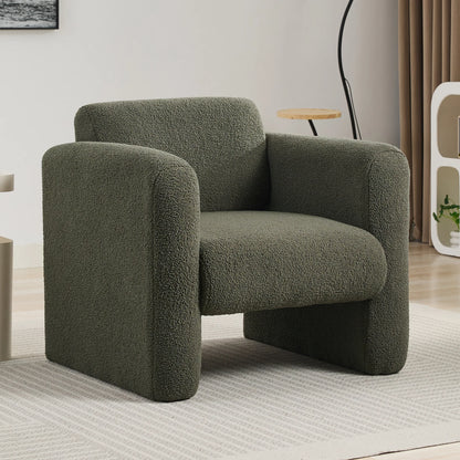 Modern style chair with Sheepskin Sherpa fabric soft cushion, armchair, soft with backrest and pillow - Shello's Creative Boutique