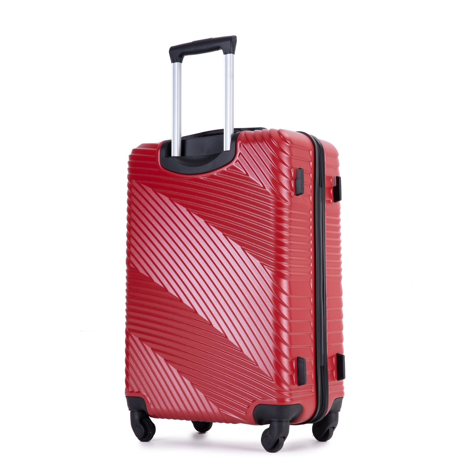 3 Piece Luggage Sets PC+ABS Lightweight Suitcase with Two Hooks Spinner Wheels (20/24/28) Red eprolo