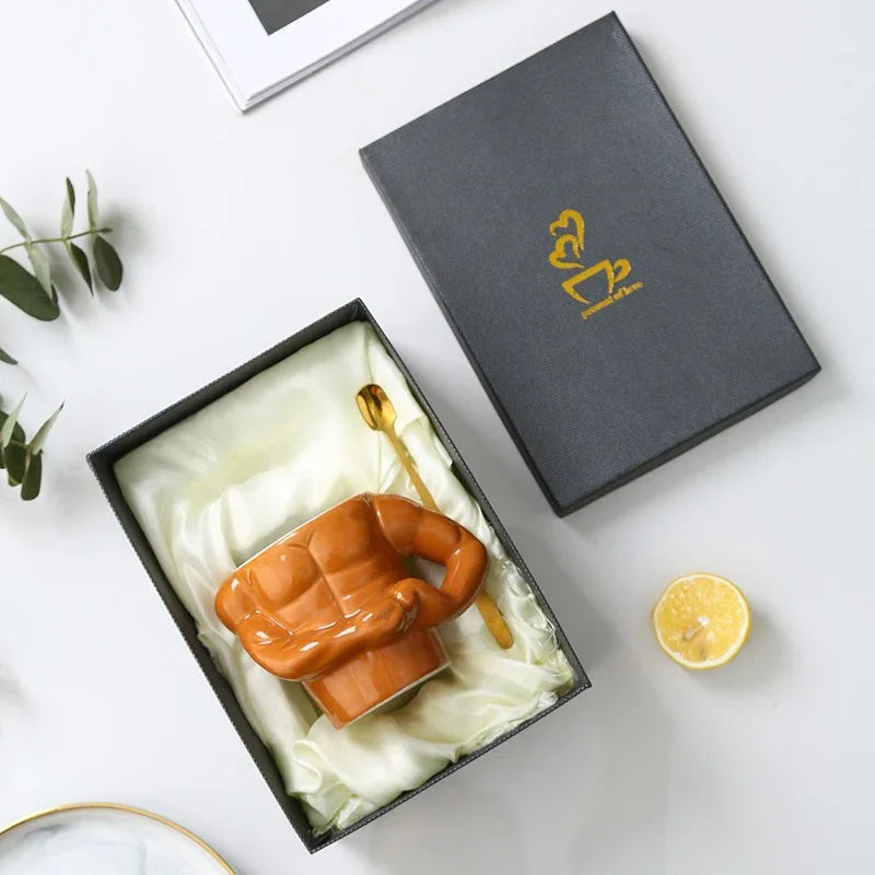 Novelty Cup Ceramic Muscle Hunk Ceramic Cup Spoof Weird Water Glass Mug Creative Personality Coffee Beer Cup - Shello's Creative Boutique