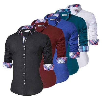 Men's Casual Shirt Slim Fit Casual Button Down Shirt Long Sleeve Formal Dress Shirts