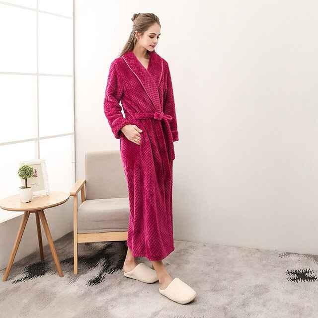 Luxury Flannel Bathrobe - Thick Warm Dressing Gown for Men & Women - Shello's Creative Boutique