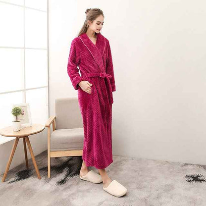 Luxury Flannel Bathrobe - Thick Warm Dressing Gown for Men & Women