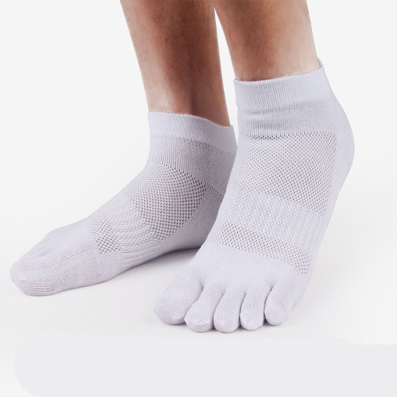 100% Cotton Five-Toe Mesh Socks - Breathable Split-Toe Socks for Men
