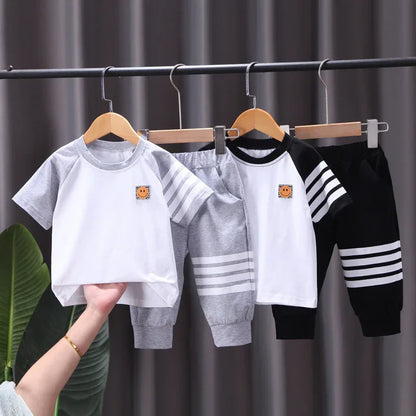 Children's Clothing Boys Summer Suits Casual Korean Version Children's Summer Baby Short Sleeve Two-Piece Suit - Shello's Creative Boutique