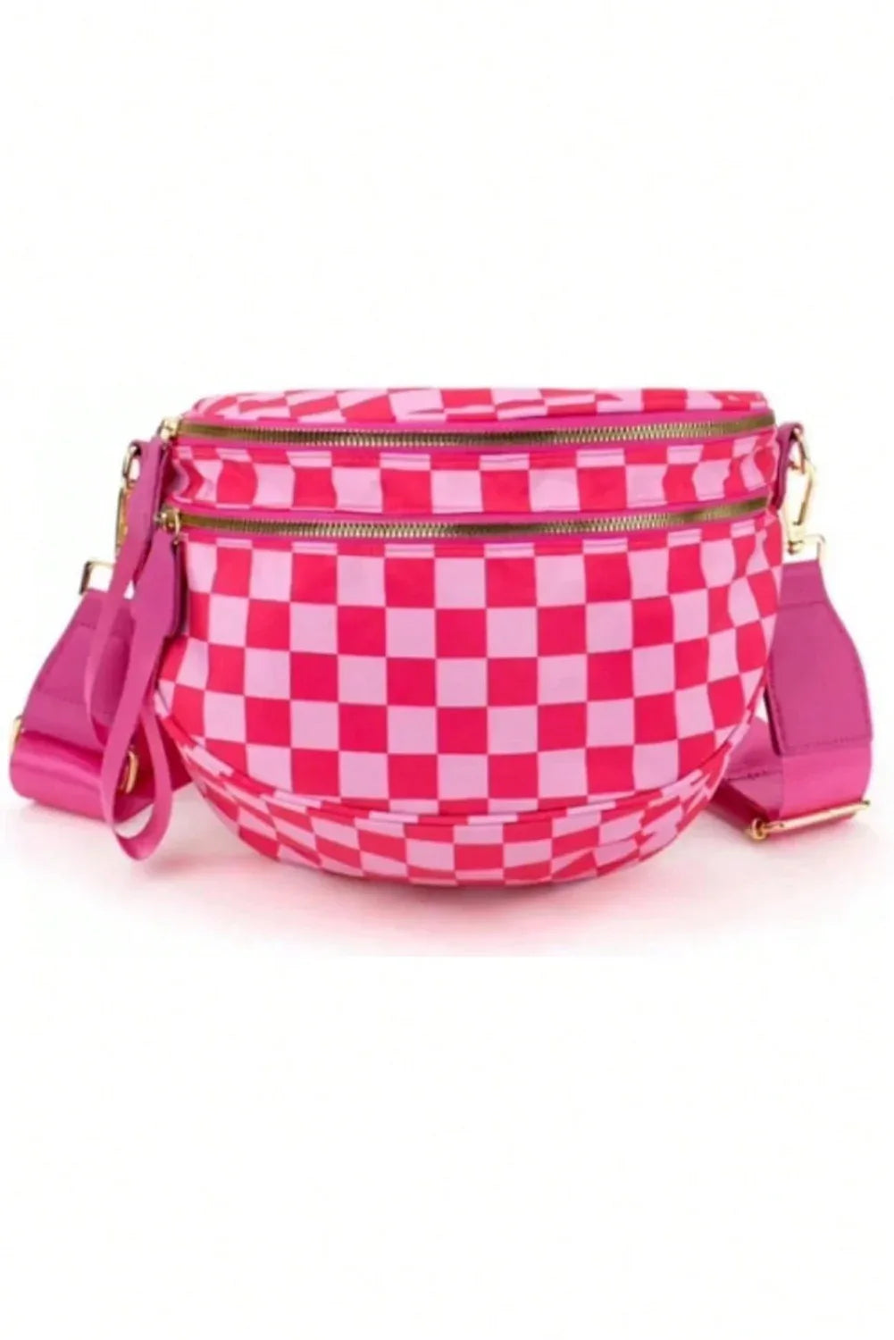 Chestnut Checkered Print Wide Strap Large Crossbody Bag - Shello's Creative Boutique
