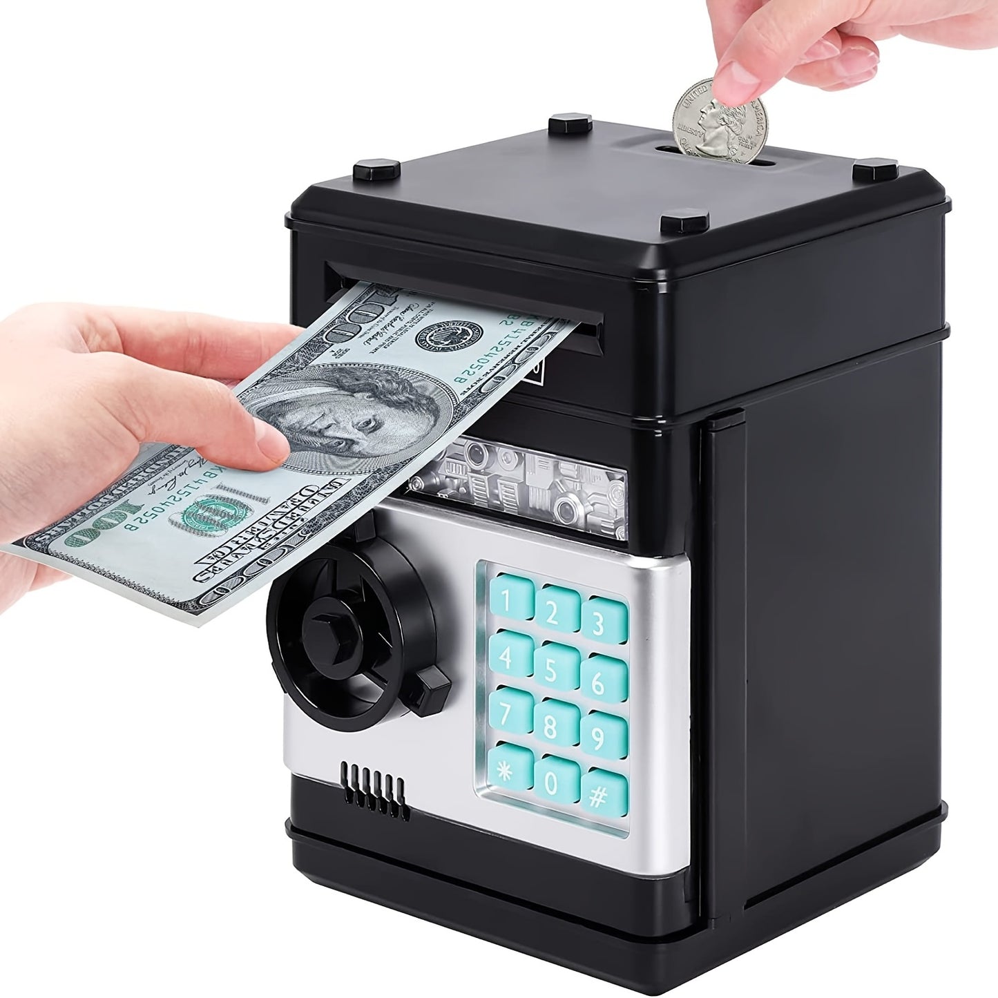 Kids ATM Piggy Bank with Password - Electronic Money Box with Auto Coin Slot