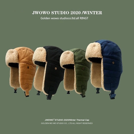 Plush Hats For Men And Women To Keep Warm In Winter Lei Feng Hat Ear Protection Thickened Cycling Cold Hat Korean  Versatile Cold Hat eprolo