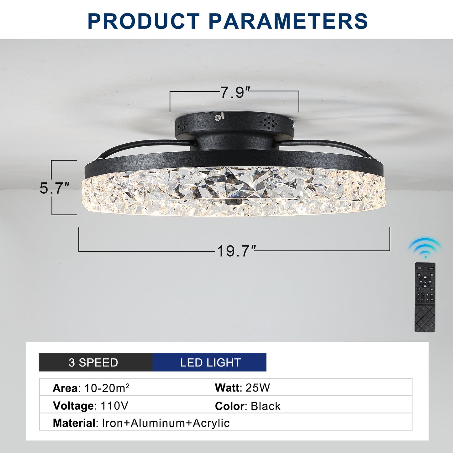 Ceiling Fan with Lights Dimmable LED eprolo