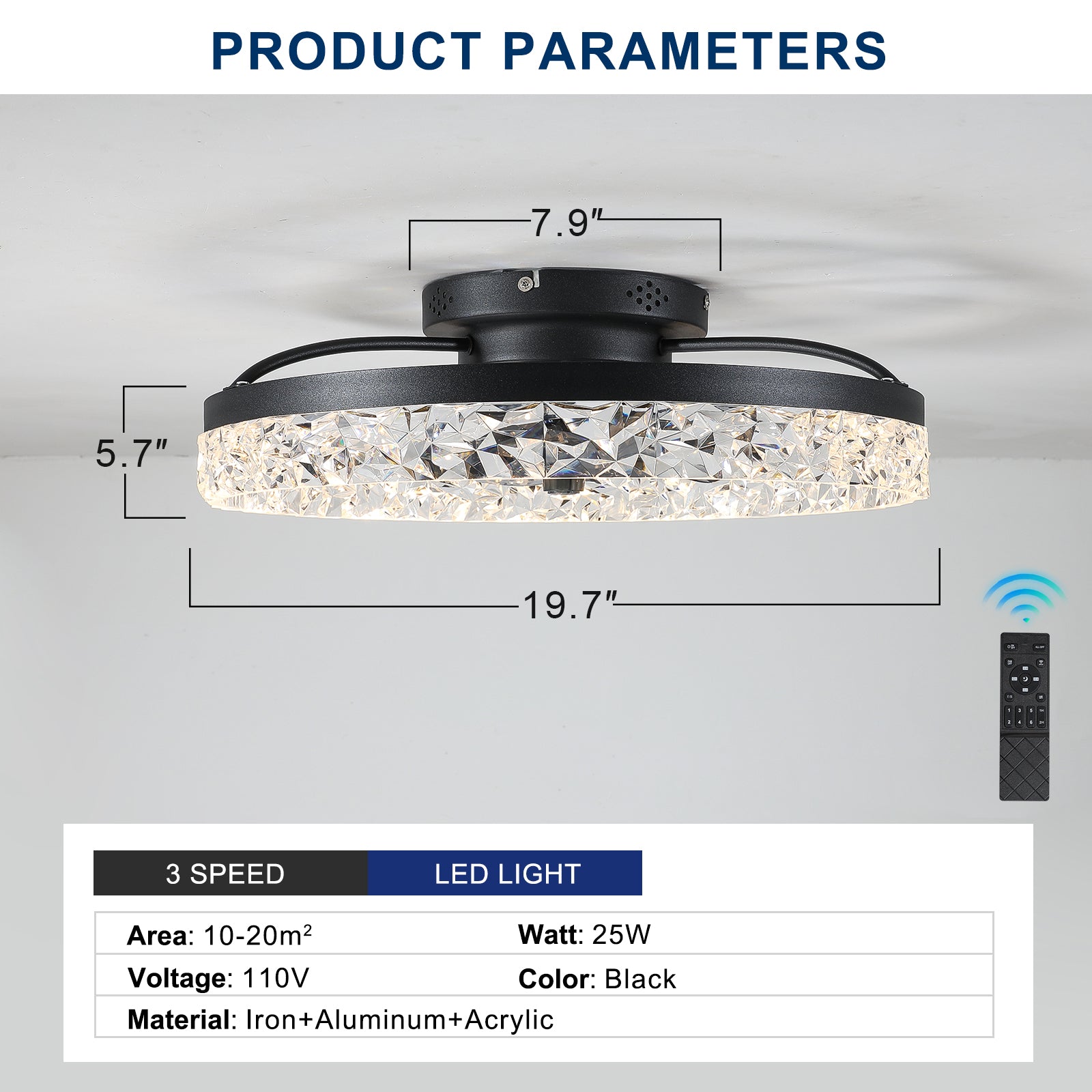Ceiling Fan with Lights Dimmable LED eprolo