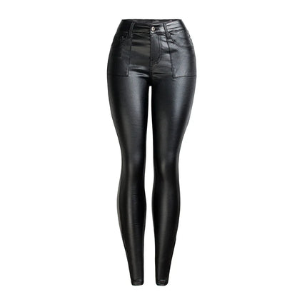 Black PU Leather Warm Fleece Pants – Sleek Style Meets Cozy Comfort - Shello's Creative Boutique