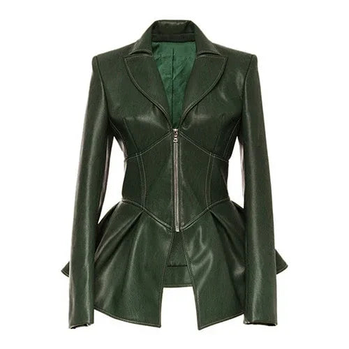 Women Jacket Black Gothic Faux Leather PU Jacket Women Winter Spring Motorcycle Jacket Black Faux Goth Leather Coats - Shello's Creative Boutique