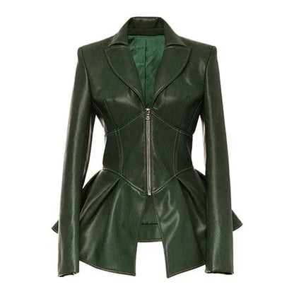 Women Jacket Black Gothic Faux Leather PU Jacket Women Winter Spring Motorcycle Jacket Black Faux Goth Leather Coats - Shello's Creative Boutique