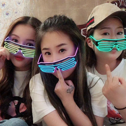 Double-colored Neon Luminous Glasses Flashing Eyeglass Party Wire LED Light Glasses Halloween Fluorescent Glowing Glasses Party - Shello's Creative Boutique