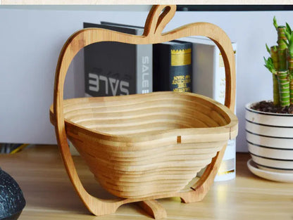 Folding Fruit Basket Creative Fashion Crafts Fruit Storage Basket Wooden Layer Tripod Bowl Outdoor Camping Supplies - Shello's Creative Boutique