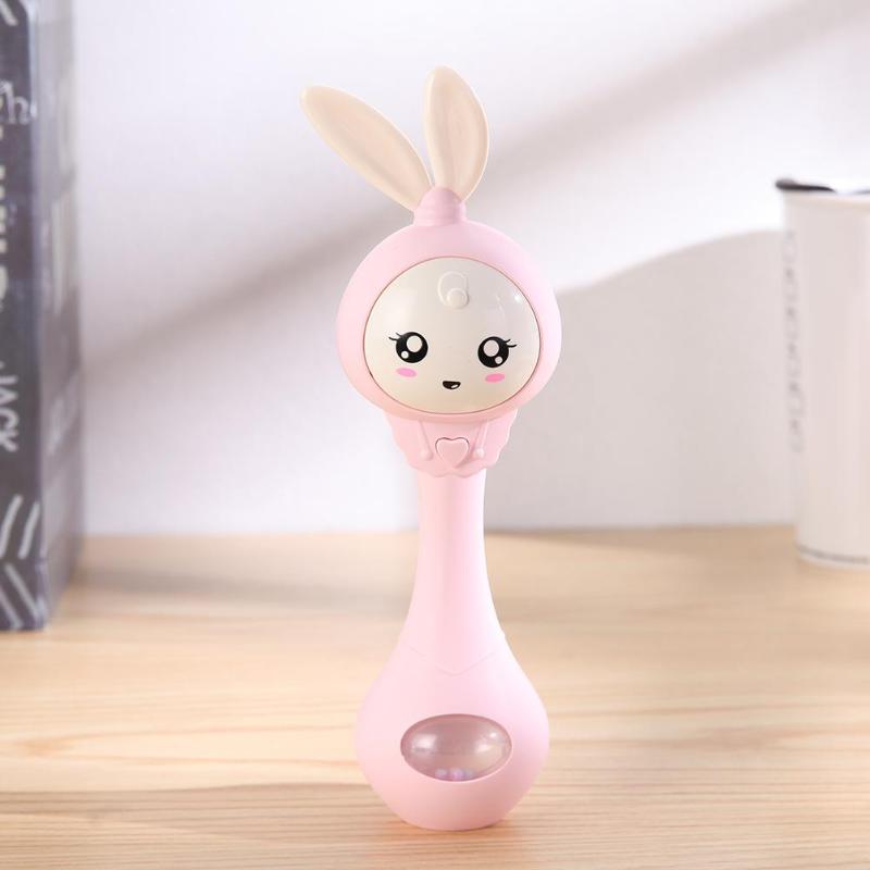 Musical Flashing Baby Rattles Infant Bells Juguetes Rabbit Hand Bells Rattles Newborn Baby Toy Early Educational Baby Toys 0-12M eprolo
