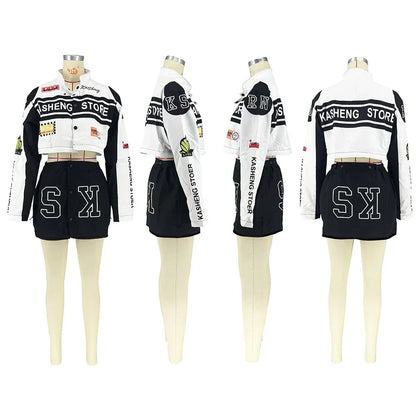 New autumn and winter detachable two-wear motorcycle jacket cool silk cotton printed cardigan jacket - Shello's Creative Boutique