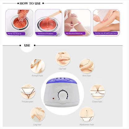 500Cc Mini Wax Warmer Heater Electric Hands Spa Hair Removal Depilatory Melting Wax Machine Pot Temperature Control - Shello's Creative Boutique